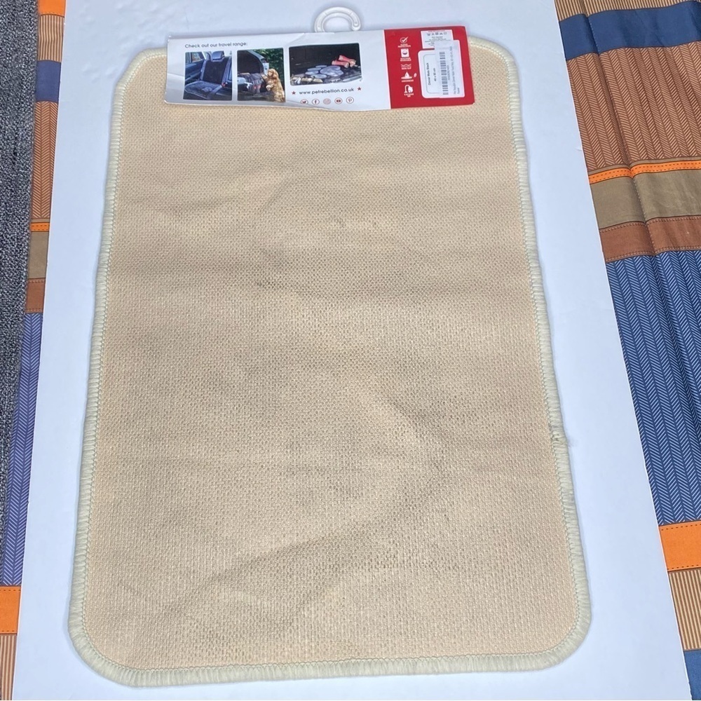 Absorbent Dog Food Mat - Navy Blue & Beige - New with Tag - Picture 7 of 7